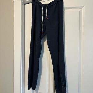 Tory Burch Navy Drawstring Cotton Terry Joggers